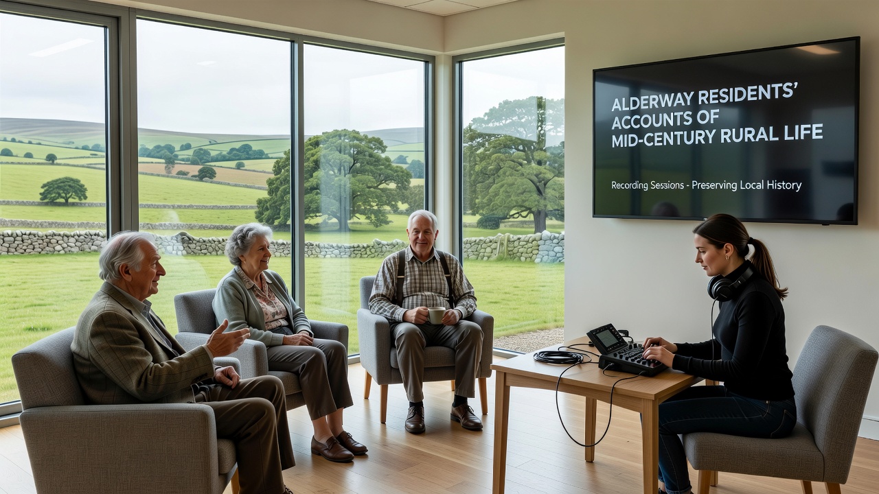 Group of Alderway elders participating in a mid-century rural life oral history recording